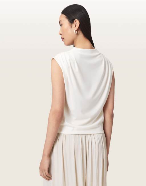 AllSaints - top Emerson en blanco fósil, 5 de 6