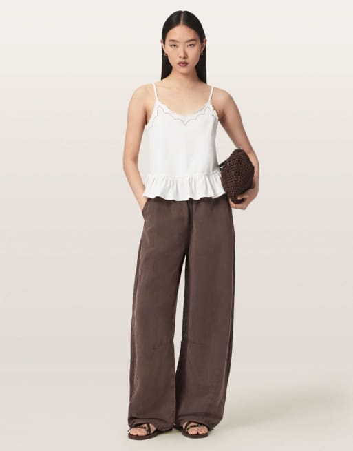 AllSaints - top lencero Georgia en blanco, 7 de 7