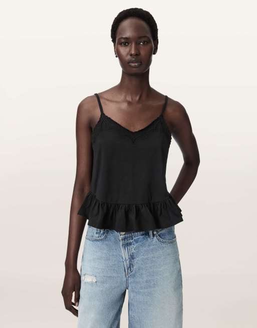 AllSaints - top lencero Georgia en negro, 3 de 6