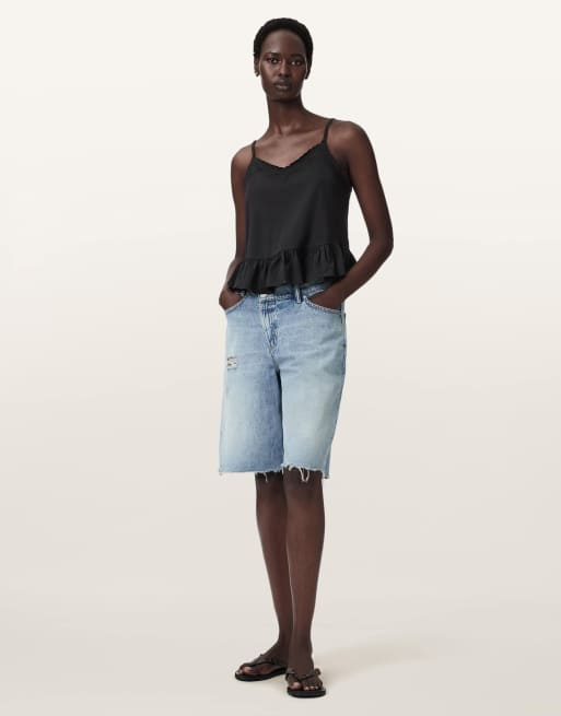 AllSaints - top lencero Georgia en negro, 4 de 6