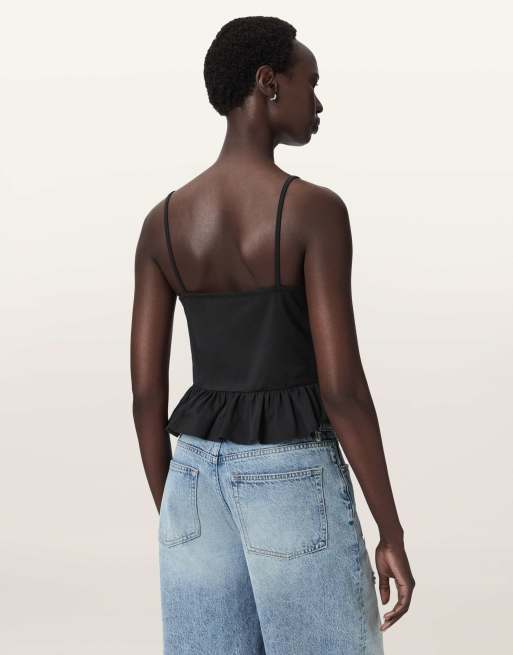 AllSaints - top lencero Georgia en negro, 5 de 6