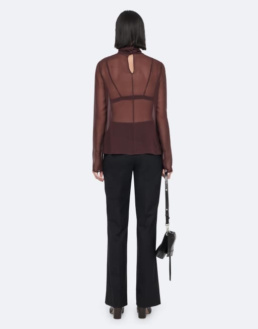 AllSaints top Nadia en rojo burdeos, 4 de 7
