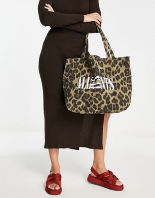 AllSaints tote bag in leopard print