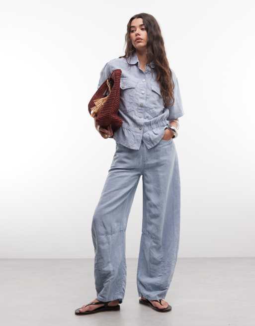 AllSaints Tove co-ord short sleeve distressed denim shirt in light blue, 2 of 4