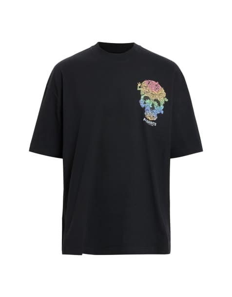 AllSaints – Trance – Kurzärmliges T-Shirt in verwaschenem Schwarz mit Rundhalsausschnitt - view 1
