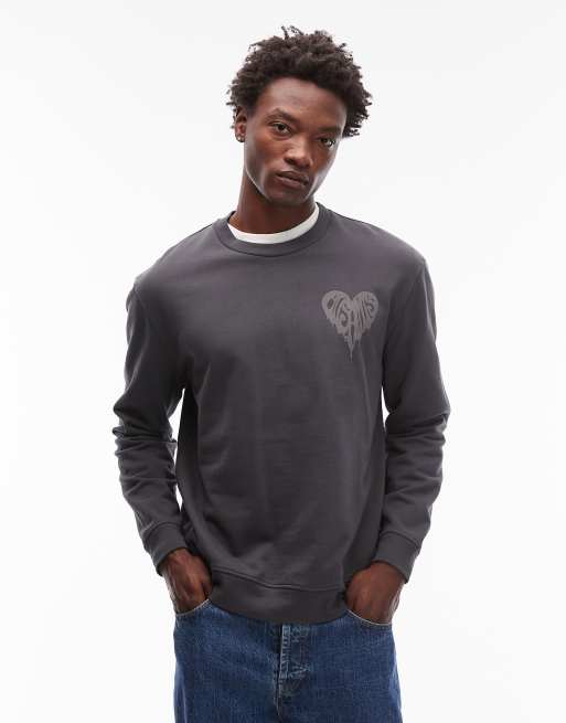 AllSaints Trip Felpa girocollo nero slavato ASOS