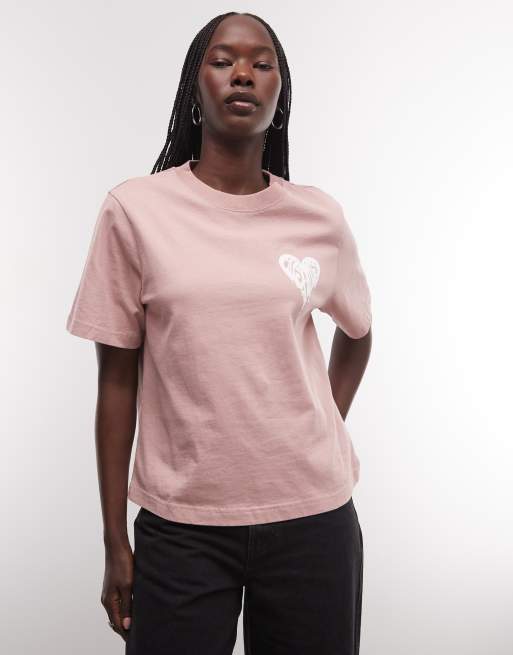 AllSaints Trip Lisa short sleeve graphic logo t-shirt in pink, 2 of 4