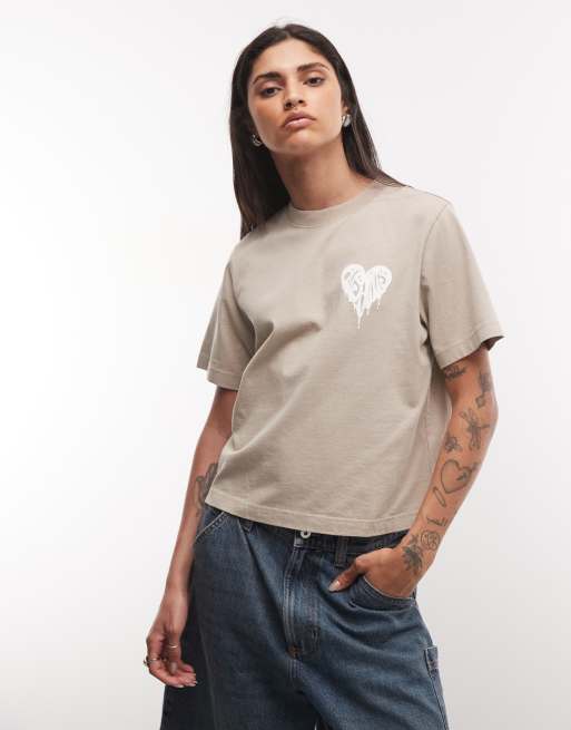 AllSaints Trip Lisa t-shirt à manches courtes avec logo graphique beige, 2 de 4