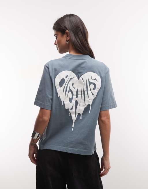 AllSaints Trip Lisa T-shirt a maniche corte con logo grafico azzurro chiaro, 4 di 4