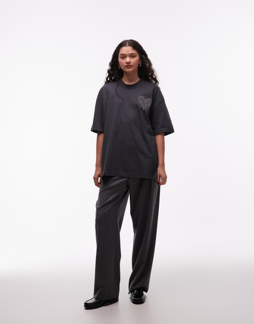 AllSaints – Trip – Szary T-shirt z grafiką z logo i sercem, 2 z 4