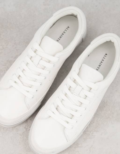 AllSaints Trish leather platform sneakers in white | ASOS