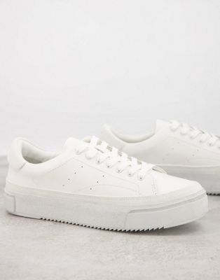AllSaints Trish leather platform trainers in white - ASOS Price Checker