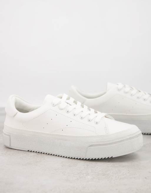 AllSaints – Trish – Vita sneakers i läder med platå
