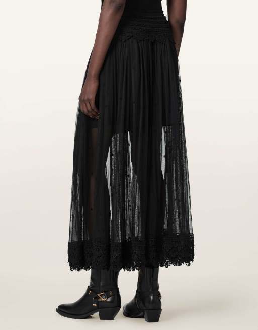 AllSaints - Trixie - Jupe en dentelle - Noir de jais, 6 de 6
