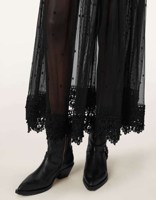 AllSaints - Trixie - Kanten rok in gitzwart, 3 van 6