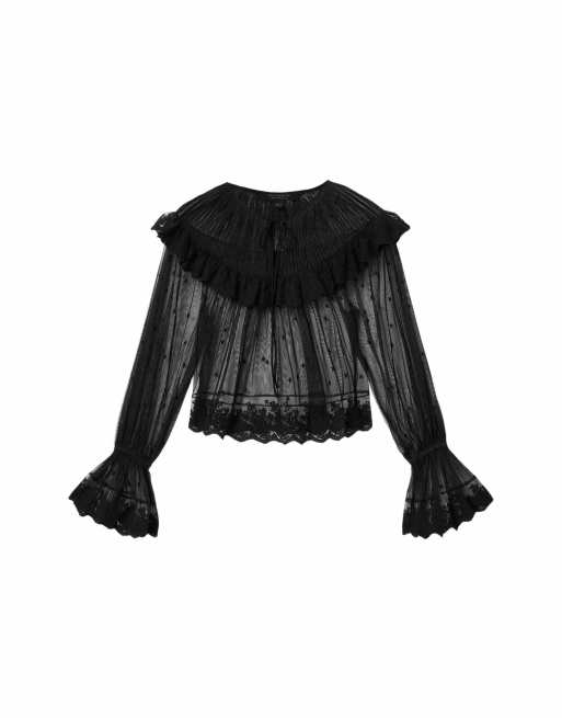 AllSaints - Trixie - Top negro azabache de encaje, 2 de 6