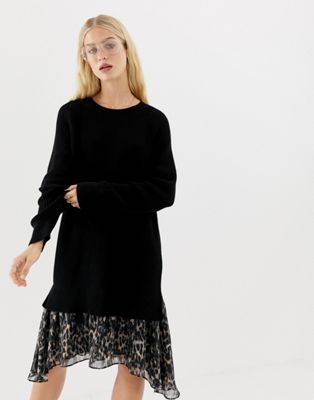 AllSaints - Trui-jurk met luipaardprint-Zwart