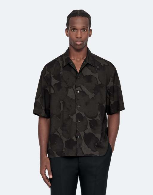 AllSaints Tulip Kurzarmhemd in Schwarz/Grau, 4 von 6