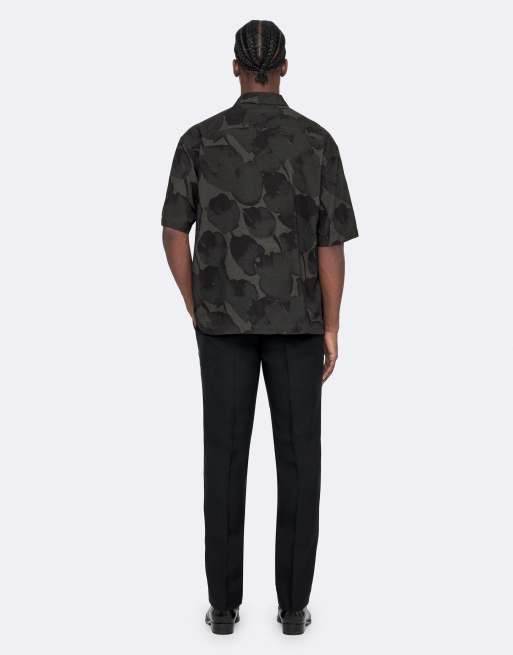 AllSaints Tulip overhemd met korte mouwen in zwart/grijs, 4 van 7