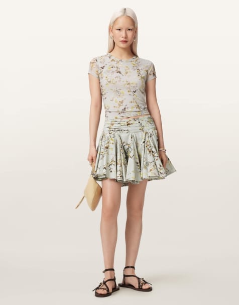 AllSaints – Tulip – Rock in der Farbe Carmel Stem Grün - view 1