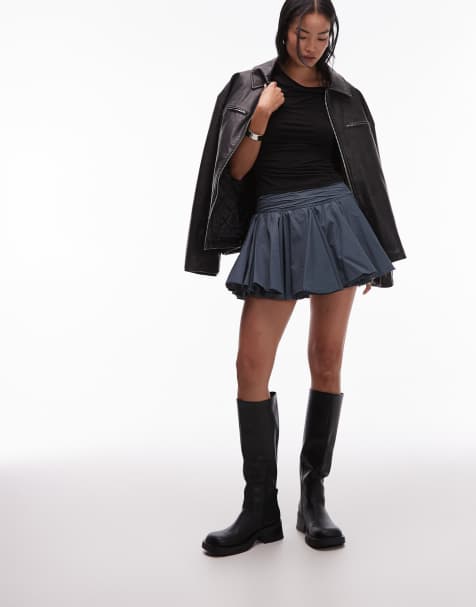 Allsaints Tulip skirt in slate blue - LBLUE