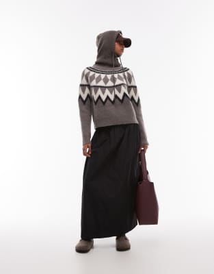 Shop Allsaints Tura Fairisle Sweater In Gray