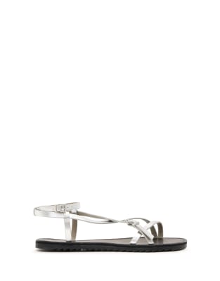AllSaints - Tyla - Sandalen in Silber-Grau
