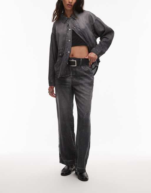 Allsaints Tyler denim look trouser in black , 5 of 5