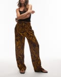 [AllSaints] AllSaints Tyler satin straight pants in leopard print-Yellow 10-12 teresa deep yellow
