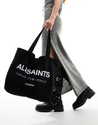 AllSaints Underground acid tote bag in black