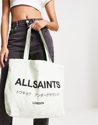 AllSaints Underground Acid tote bag in green - ASOS Price Checker
