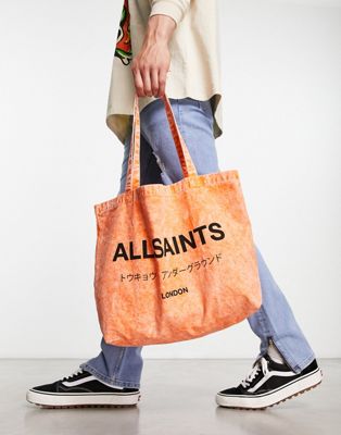 AllSaints Underground acid tote in orange - ASOS Price Checker