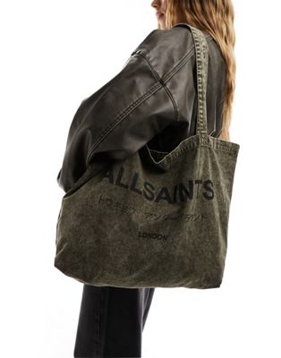 AllSaints Underground acid tote bag in washed green - ASOS Price Checker