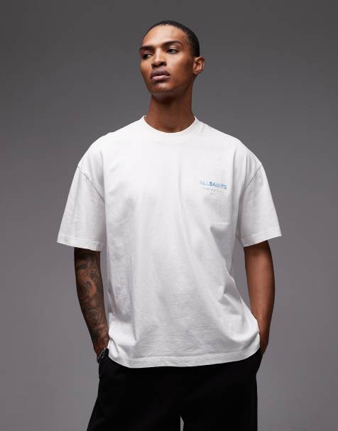 Allsaints underground t-shirt in ashen white/blue