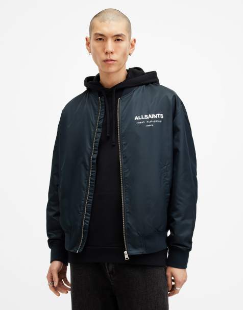 AllSaints Underground bomber jacket in petrol blue - view 1