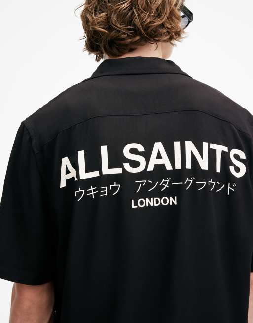 AllSaints - Underground - Chemise à manches courtes - Noir de jais/écru