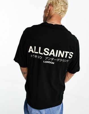AllSaints Underground shirt in black with back print - ASOS Price Checker