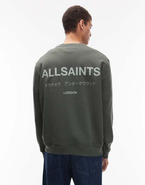 Allsaints Underground crew neck sweatshirt in khaki - view 1