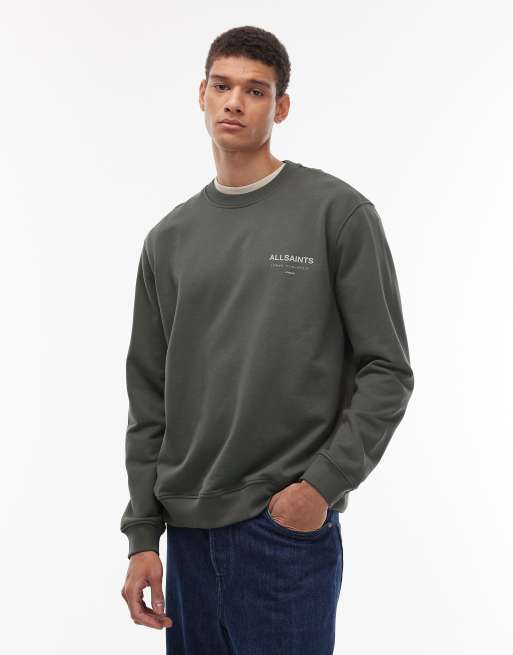 AllSaints Underground crew neck sweatshirt in khaki | ASOS