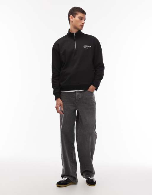 AllSaints – Underground – Czarna bluza dresowa z zamkiem pod szyją, 3 z 5