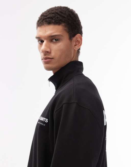 AllSaints – Underground – Czarna bluza dresowa z zamkiem pod szyją, 4 z 5