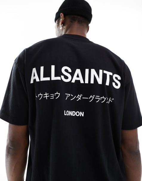 AllSaints – Underground – Czarny T-shirt oversize - view 1