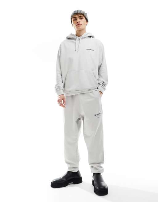 AllSaints Underground drawstring sweatpants in light gray