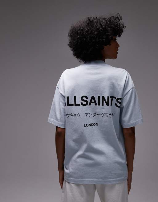 AllSaints Underground Etta oversized t-shirt in barely blue