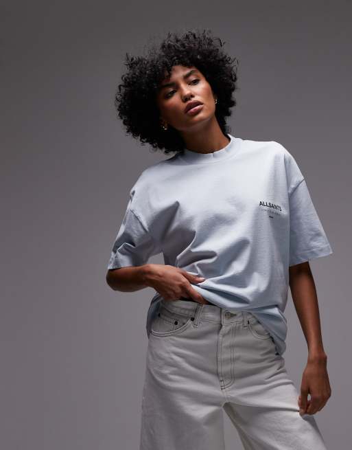 AllSaints Underground Etta oversized t-shirt in barely blue