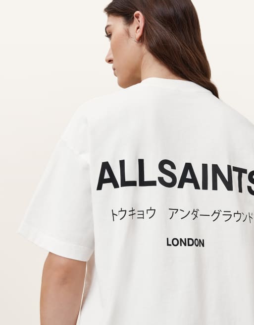 AllSaints - Underground - Etta - T-shirt in asgrauw wit