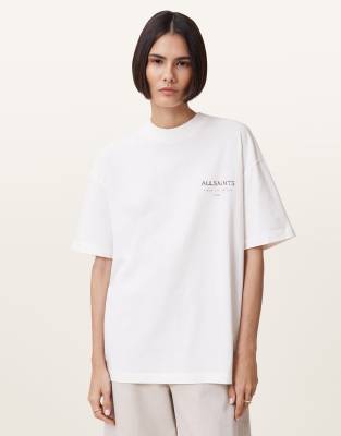 AllSaints - Underground Etta - T-Shirt in fließendem Ecru-Weiß