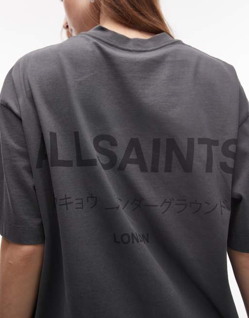 Allsaints underground etta t-shirt in grey, 2 of 4