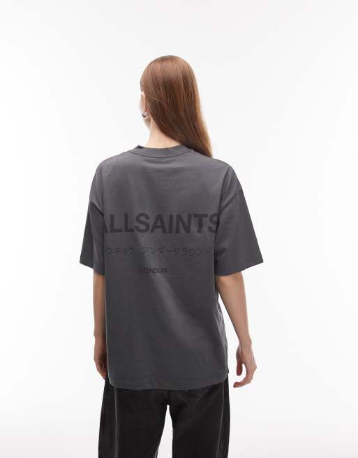 Allsaints underground etta t-shirt in grey, 3 of 4