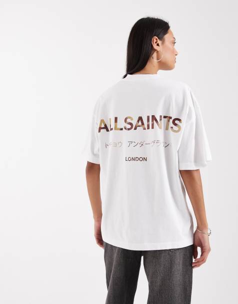 AllSaints - Underground - Etta - T-shirt met koeienprint in wit - view 1